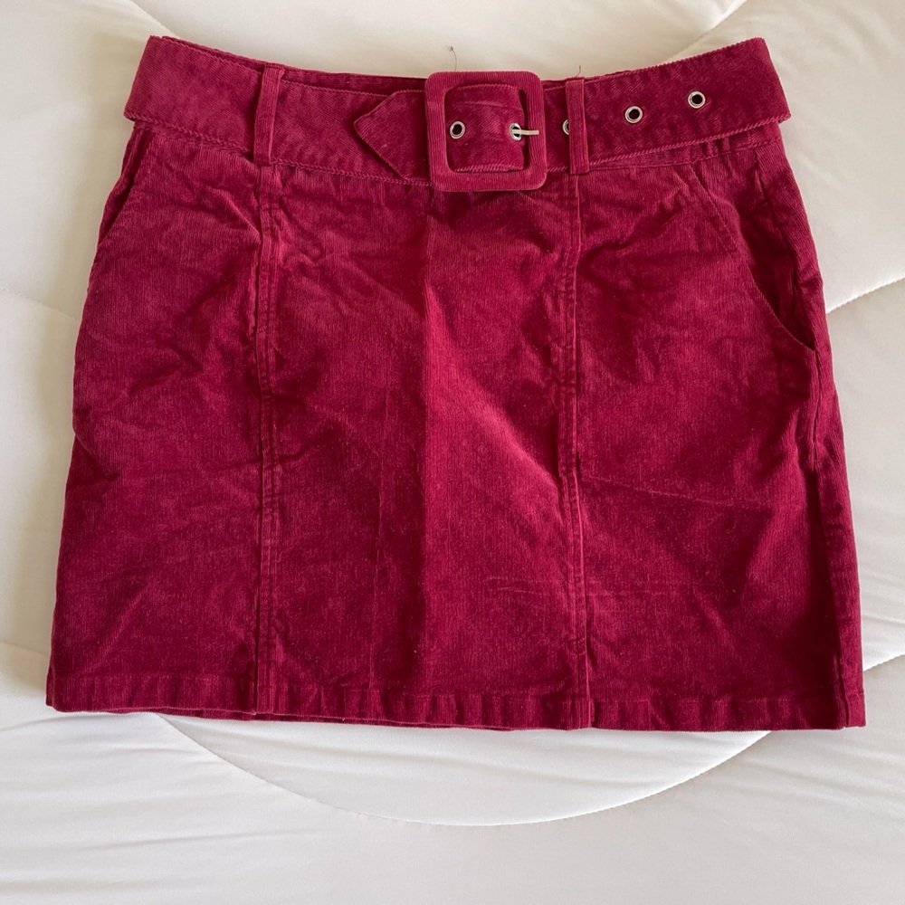 Louche 60s Amir Cord Mini Skirt in Burgundy